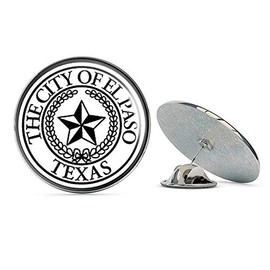 NYC Jewelers White Round City of El Paso Texas Seal (tx) Metal 0.75" Lapel Hat Pin Tie Tack Pinback
