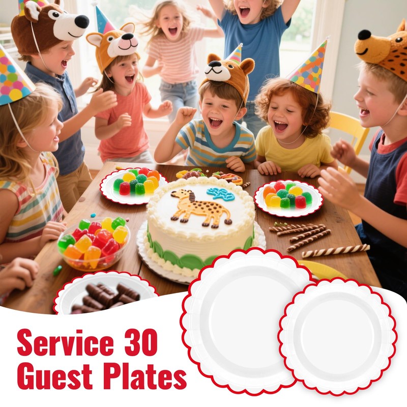 30 Pcs Red Paper Plates(7 Inch & 9 Inch Respectively