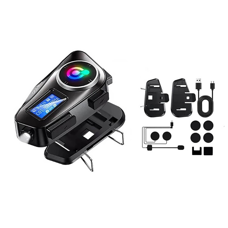 Motorcycle Intercom Helmet double back clip Bluetooth Headset LCD Waterproof
