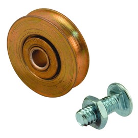 Prime-Line Products D 1502 Roller, 1-1/4 in. Outside Diameter, Steel w/Ball Bearings, Concave Edge Wheel,Brass