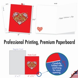 The Best Card Company Baroque Hearts - 20 Assorted Boxed Valentine's Day Note Cards with Envelopes (4 x 5.12 Inch) - AM8999VDG-B2x10