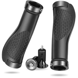 Bike Handlebar Grips, Non-Slip Rubber Bicycle Handle with Aluminium Lock, Bike Handle for Scooter Cruiser Urban Bike Tricycle Wheel Chair Mountain (Black)