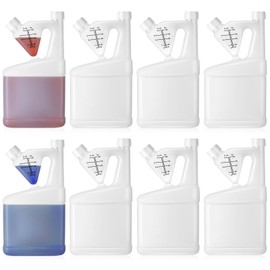 Yiyiring 8 Pcs 32oz Tip Measure Containers Tip and Pour Measuring Containers Chemical Measuring Cups with Lids Plastic Bottle, up to 4oz Capacity (32oz)