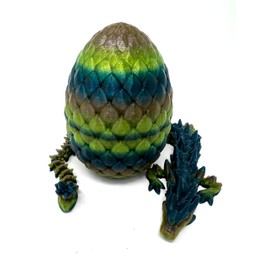 Munnygrubbers - Small 12" Crystal Dragon Fidget Toy with Surprise Dragon Egg - Heavy Duty - 3D Printed Flexible Articulating Dragon Plastic Collectible Figurine - (Summer)