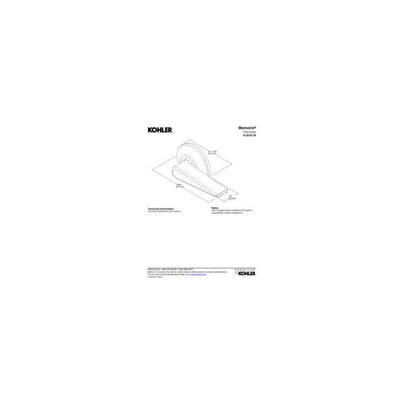 Kohler K-9167-R-SN Trip Lever, Vibrant Polished Nickel