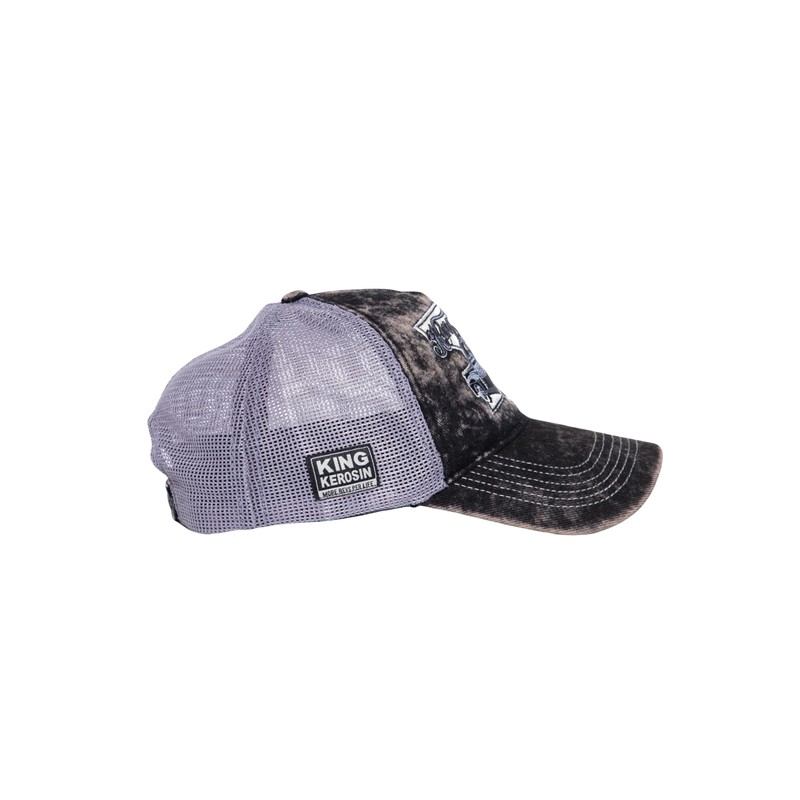 King Kerosin Men's Trucker Cap Mesh Cap Pickup Acid Wash
