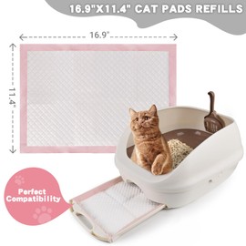 Aikesau cat Litter Pads, Lavender Scented cat Pee Pads, 16.9x11.4 Inch Absorbent Cat Urine Pads for Litter Box, Leak-Proof cat Training Pads with Quick-Dry Technology, 50 Count (Pink)