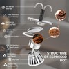 Uncoated 2 Cup Dual Pipe Moka Pot 304 Thickened Stainless