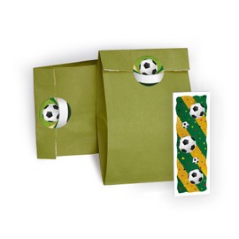 Bookmark + Gift Bags / Green + Sticker Football Party Bag Guest Gift for Birthday Children's Birthday Party Football Tournament Girls Boys
