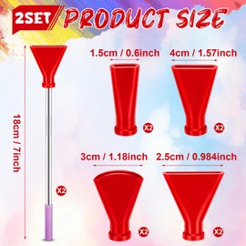 Leriton 8 Pcs Acrylic Pouring Paint Supplies, Stainless Steel Straw Blow Nozzles Set Fluid Art Tools with 4 Size Nozzles, Painting Nozzle Tool Accessories for Fluid Art Bloom and Dutch Pouring(Red)