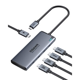 QGeeM USB C Hub, 5 in 1 Multiport Adapter,USB-C Splitter Multiport Adapter with 2*USB C 4K/60Hz Video Output,10Gbps Data Transfer,100W PD,USB C to USB C Hub for Thunderbolt 4/3,USB 4,MacBook Pro, iMac