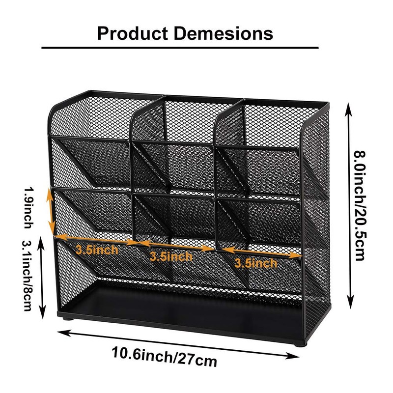 Marbrasse Mesh Desk Organizer, Multi-Functional Pen Holder, Desktop Stationary Organizer,