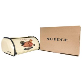SOTECH Bread Box Kitchen Metal Container for Storage Bin Countertop Keeper Rustic Holder Vintage airtight Counter with Roll Top Farmhouse Bread Boxes