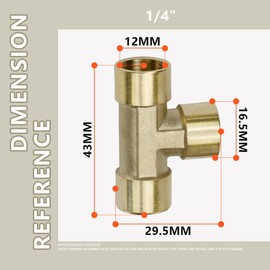 Bwintech 2 pieces 1/4 inch female thread BSP 3 way connector brass tee female thread pipe fittings