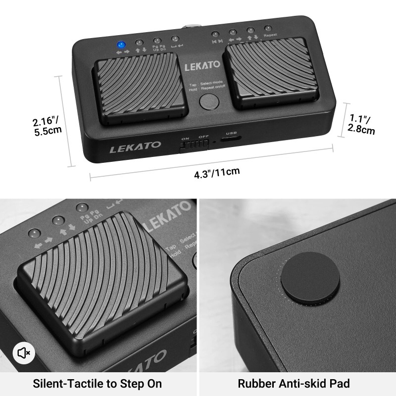 LEKATO Wireless Buletooth Page Turner Wireless Foot Pedal Music Page