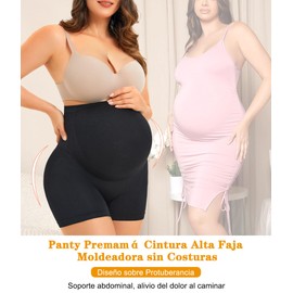 SUNACGO - Bragas de Maternidad Pantalones Cortos de Maternidad para Mujer Elástico y Cómodo Delgado Ropa Interior de Maternidad para Mujer Negro Talla Grande
