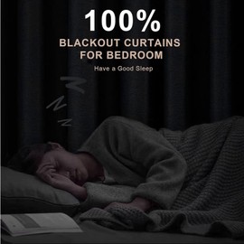 INOVADAY 100% Blackout Curtains 84 Inches Length 2 Panels Set, Back Tab/Rod Pocket Linen Black Out Curtains for Bedroom, Thermal Insulated Window Drapes - Cream, W50 X L84