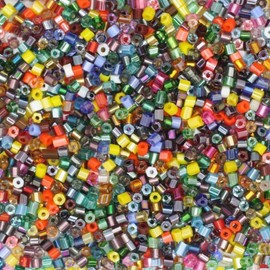 Seed Beads Czech Glass Size 11/0 2 cut Mini Bugles Multi Mix ~ One Ounce Pack ~ Assorted Colors and