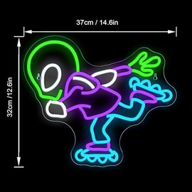 Looklight Looklight Skate Alien Neon Sign Alien Neon Signs Green Purple LED Signs with Dimmable Switch Cool Neon Light Signs for Bedroom Kids Room Bar Party Skating Room Gift for Boys