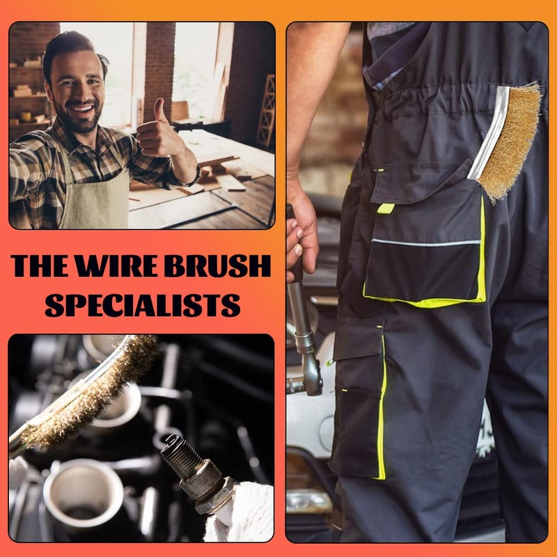 Hand Wire Brush Set 4 Pcs with Stainless Steel Brush