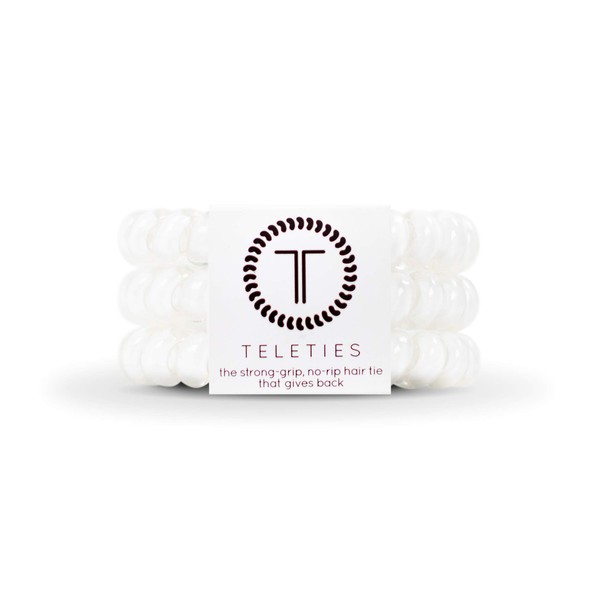 Teleties - Core Collection Hair Ties - Hair Coils - 3 pack (Large, Coconut White)