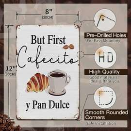 YOYI ART But First Coffee Sign for Wall Decor - Funny Metal Tin Vintage Coffee Bar Sign for Coffee Station Coffee Corner, Home Bar, Farmhouse and Kitchen Wall Decor art Accessories, 8 x 12 inch