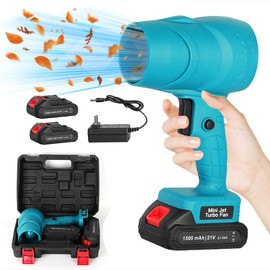 Handheld Turbo Jet Fan 150000PRM Compressed Air Duster Super Mini Jet Fan Multifunctional Electric Dust Blower Cleaning Tools For Makita 21V Battery - Color: Blue