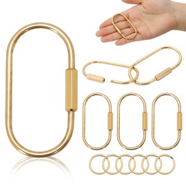 Gaprumi Heavy Duty Car Key Organizer 4 Pcs Brass Screw Lock Keychain, Gold Screw Lock Clip Key Ring Chain, Durable Simple Brass Keychain Holder Brass Key Ring, Simple Style Car keychain for Men Women,