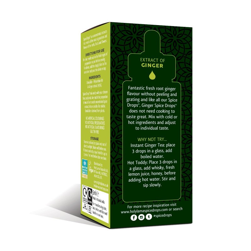 Holy Lama Spice Drops Ginger Extract - Natural Cooking Ingredient.