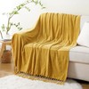 BATTILO HOME Gold Chenille Throw Blanket for Couch, Decorative Fringe