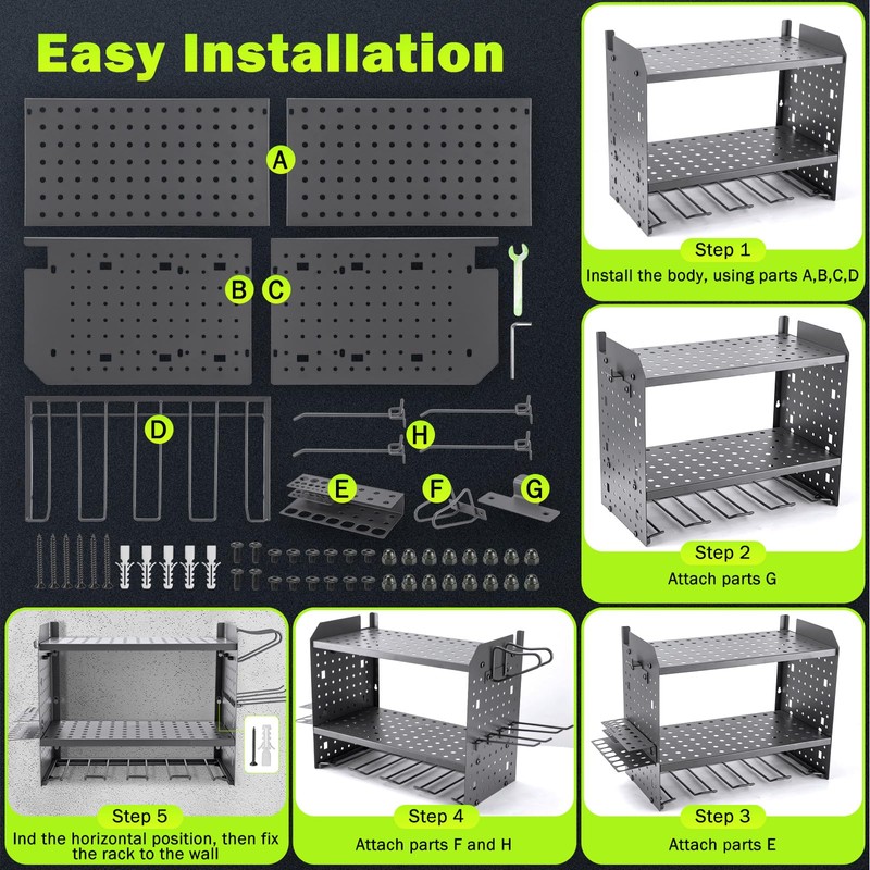 Wall Mount for EGO-Compatible Tools – 3-Layer Adjustable Garage Organizer