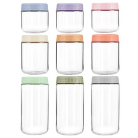COYACOOL Overnight Oats Containers with Lids, 10 & 16 & 24 oz Wide Mouth Mason Jars with Lids, 9 Pack Glass Jars with Airtight lid for Chia Pudding Yogurt Salad, Meal Prer Oatmeal Jars