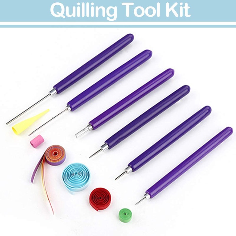 WLICCHS 7 Pieces Different Size Quilling Tools Quilling Paper Strips