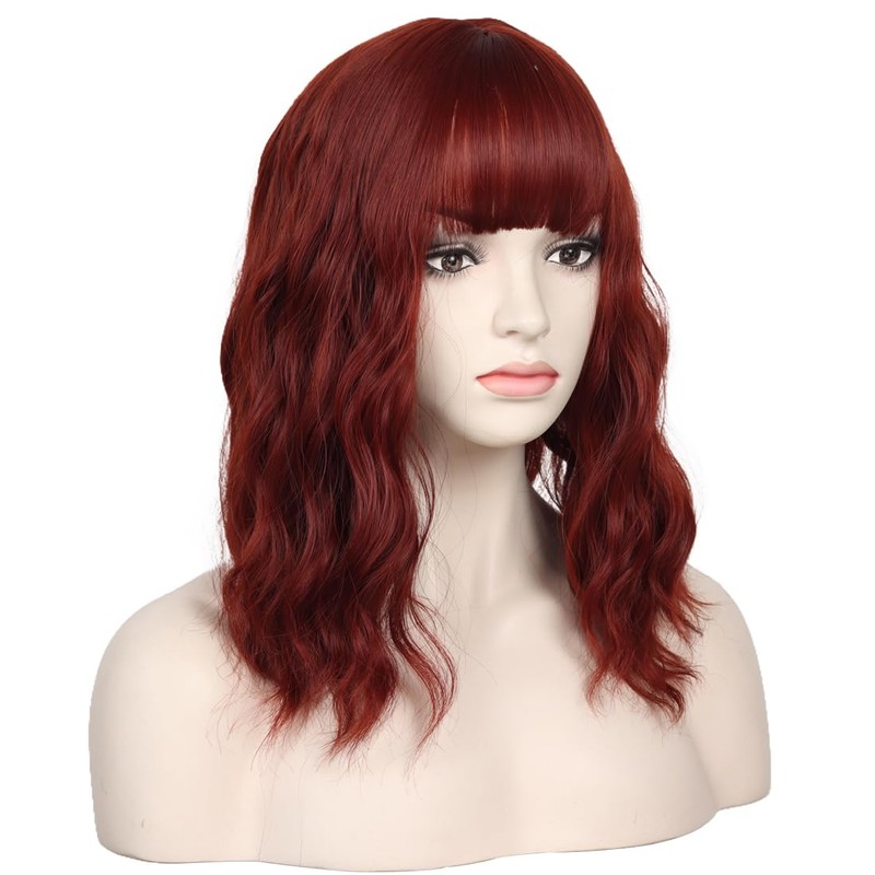 Short 14 Inches Pastel Wavy With Air Bangs Bob Cosplay