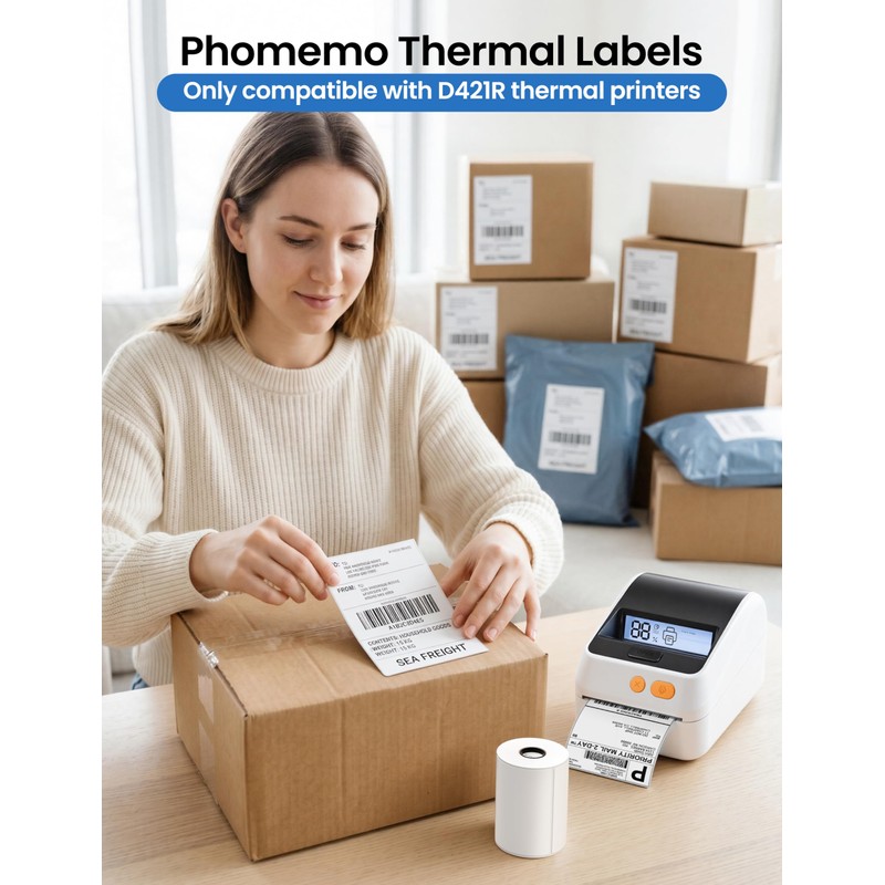Phomemo 4x6 Shipping Labels for D421R Printer Only, 250 Labels