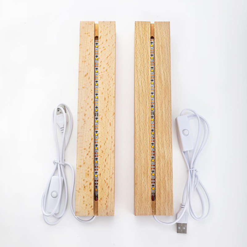 ZEERSHEE 2 Pcs 9.4 Inch Wooden Rectangle LED Light Display