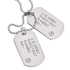 COOLSTEELANDBEYOND - Collar clásico con colgante de etiqueta de perro militar para hombre con cad...