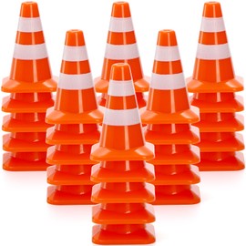ZEAYEA 30 Pcs Mini Plastic Traffic Cones, 1.4 inch Training Roadblock Cones Traffic Signs, Mini Road Safety Cones for Micro Landscape Sand Table Engineering Construction Road Cones Model