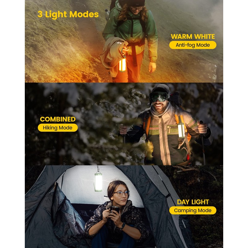 Glocusent LEDランタン 充電式キャンプランタン IP68レベル防水 5段階明るさ ３つの色温度＆SOSモード 最大1200LM 120時間点灯時間 106LED 小型キャンプライト