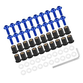 Partuto 20pcs M5 Motorcycle Windscreen Screw Fairing Windscreen Bolt Blue Replacement