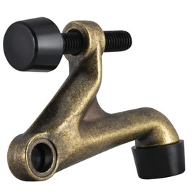 HOMOTEK 2 Pack Hinge Pin Door Stoppers, Hing Door Stops, Adjustable Deluxe Heavy Doorstops for Top of Door, Door Hinge Stoppers with Black Rubber Bumper Tips,Antique Brass