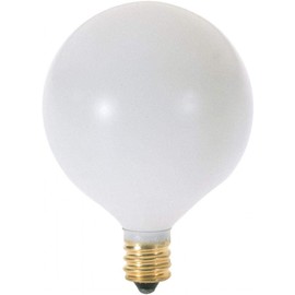 Satco A3925 130V Candelabra Base 25-Watt G16.5 Light Bulb, Satin White