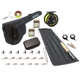 Wild Water Fly Fishing 9 Foot, 4-Piece, 3/4 Weight Fly Rod Deluxe Complete Fly Fishing Rod and Reel Combo Starter Package