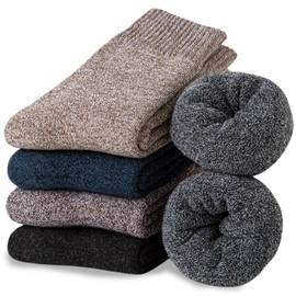 Hocerlu 5 Pairs Men Thermal Socks - Thick & Warm Winter Socks, Thicken Cushion Wool Socks Boot Socks