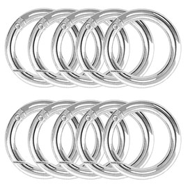 XCSJ 10 x Carabiner Round 48 mm Very Robust Zinc Alloy Large Carabiner Ring Carabiner Hook Round Carabiner Ring O Ring Round Carabiner for Key Chain, Bag, Jewellery, DIY Crafts (Silver)