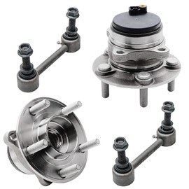 Detroit Axle - FWD Rear 4pc Wheel Bearing Hubs Kit for 14-18 Ford Fusion, 14-16 Lincoln MKZ, 2 Wheel Bearing and Hubs Assembly 2 Sway Bar End Links 2014 2015 2016 2017 2018 Replacement