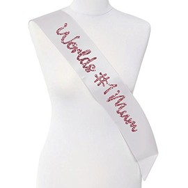 SMARTYPANTS Worlds #1 Mum Dusky Pink Glitter Sash Number 1 Mother's Day Occasion Gift Idea