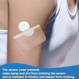 QaZanteiar Freestyle Libre Sensor Covers 60Pack Waterproof & Breathable Libre 3 Sensor Patches,Transparent CGM Tapes Without Glue in The Center,Easy to Use & Long Stay for 14 Day Sensor Patches,Blue