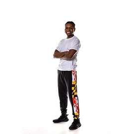 Twin Vision Activewear Maryland Flag Men's Fleece Jogger Pant (Black) (XX-Large)