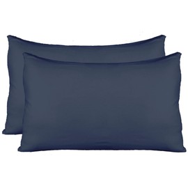 Extra Soft Jersey Knit Pillow Cases, Standard Size with Hidden Zipper, Soft Than Cotton, Pack of 2, Navy